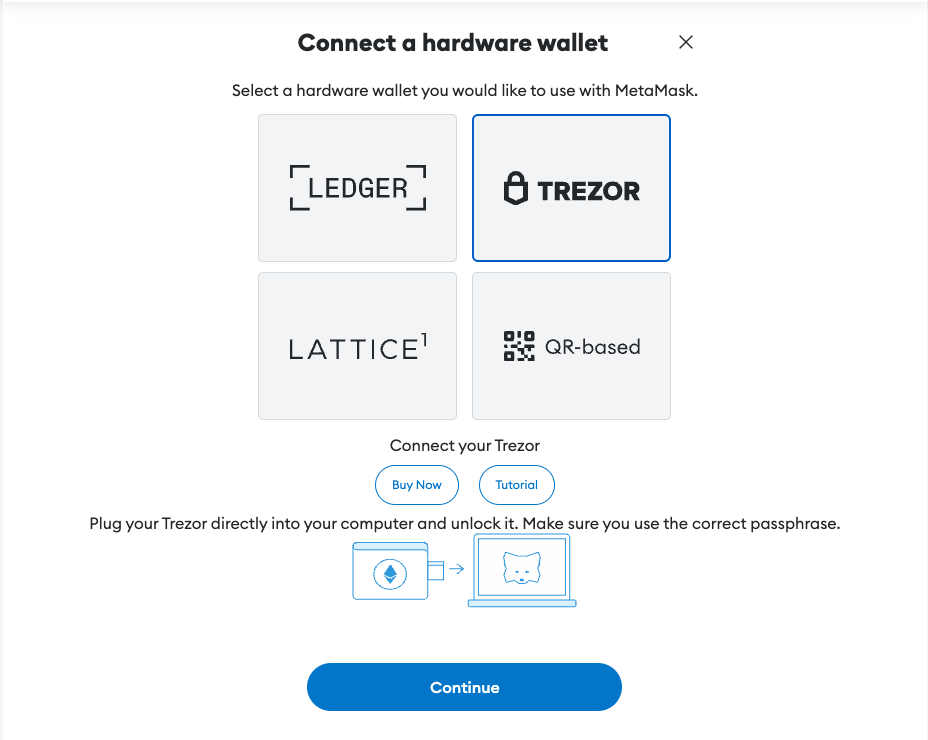 Choose hd wallet trezor